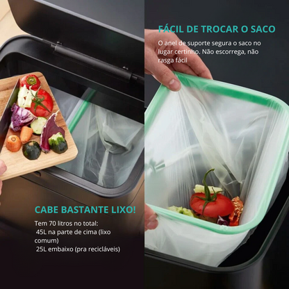 Lixeira Inteligente Swan Elite com Sensor e Compartimentos Duplos