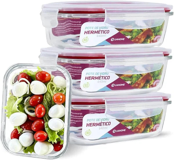 Kit com 15 Potes Herméticos de Vidro + 10 Copos de Vidro Aruba de Brinde .