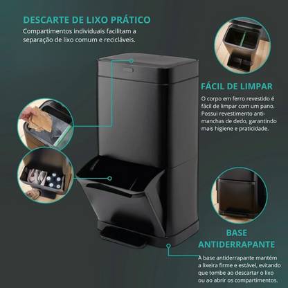 Lixeira Inteligente Swan Elite com Sensor e Compartimentos Duplos