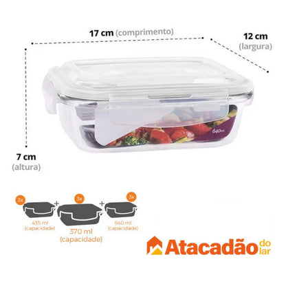 Kit com 15 Potes Herméticos de Vidro + 10 Copos de Vidro Aruba de Brinde .